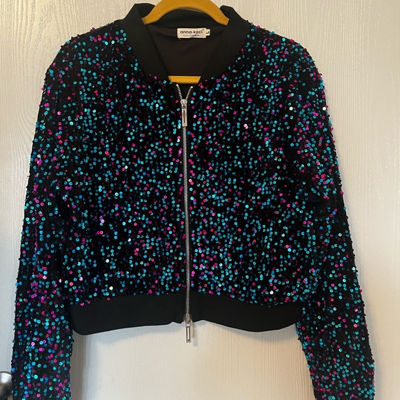Anna Sui Jackets & Blazers - Anna -kaci Multicolor Sequin Sparkly Festive Cropped Bomber Jacket Size L